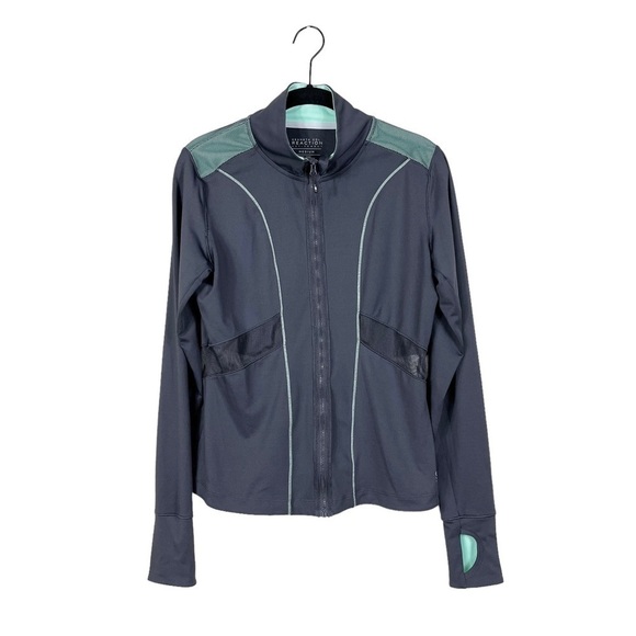 Kenneth Cole Reaction Athletic Jacket Full Zip Gray Teal Mesh Detail Size M - Picture 2 of 5